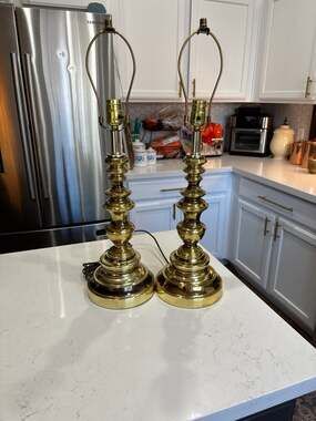 Vintage Mid Century Modern Brass  Table Lamps - Pair